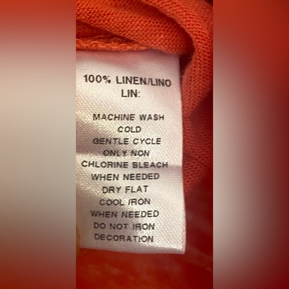 Ann Taylor Loft Coral Linen Top, Size XS, 3/4 Length Sleeves, V-neck, Slit Hem - Picture 6 of 7
